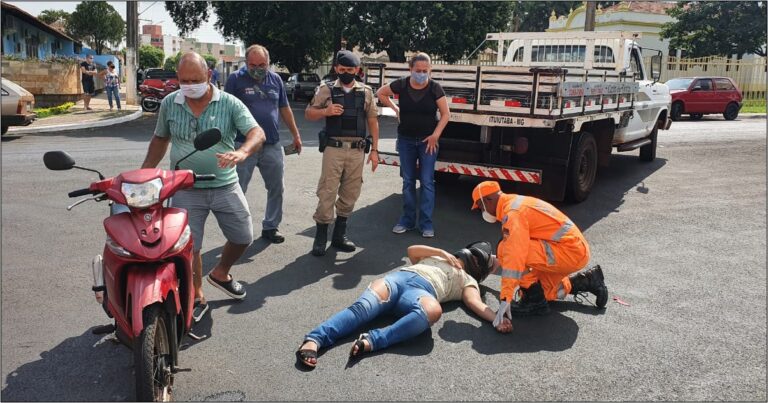 Acidente com motociclista é registrado no centro de Ituiutaba