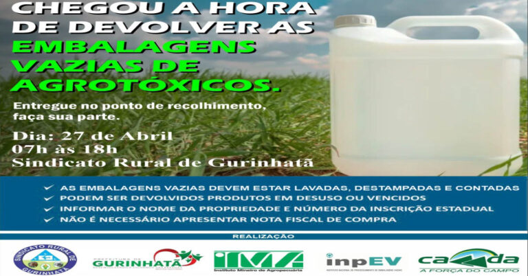 Coleta itinerante de embalagens vazias de agrotóxicos em Gurinhatã