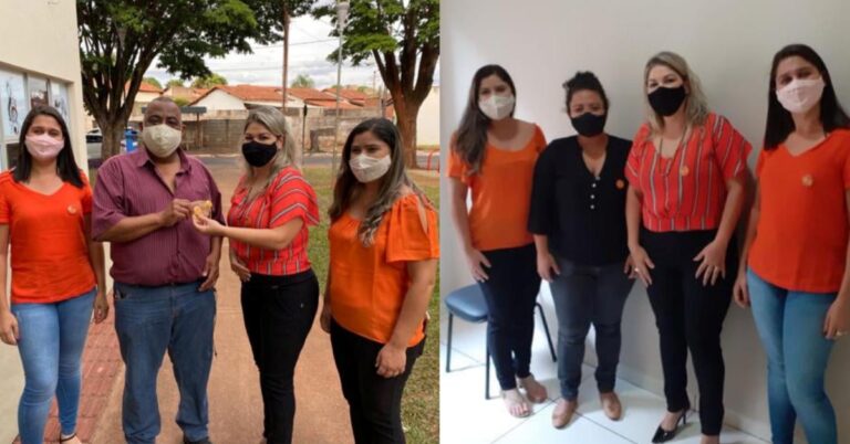 Entrega de Botons personalizados da Campanha Maio Laranja – mês de enfrentamento e prevenção ao abuso e à exploração sexual de crianças e adolescentes