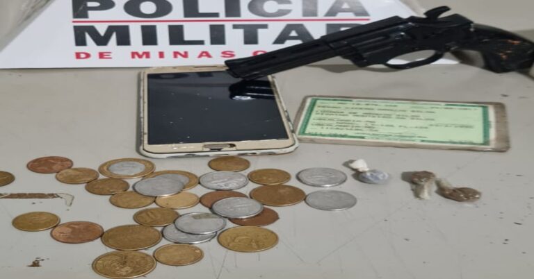 POLÍCIA MILITAR APREENDE SIMULACRO DE ARMA DE FOGO E DROGA COM AUTOR DE AMEAÇAS EM CANÁPOLIS
