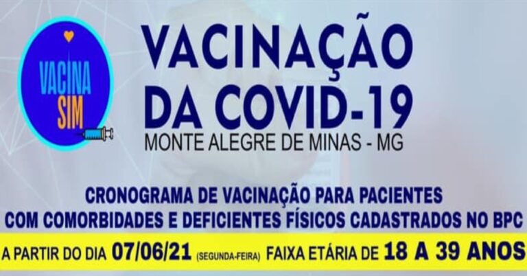 Vacinação da Covid 19 em Monte Alegre de Minas