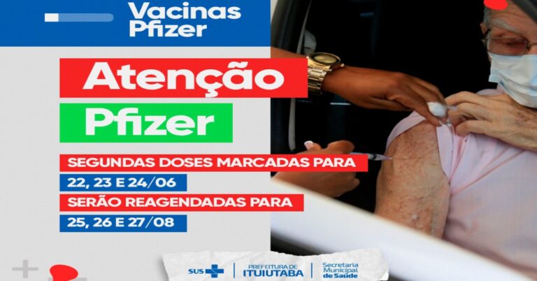 Datas de aplicação das segundas doses da Pfizer serão reagendadas