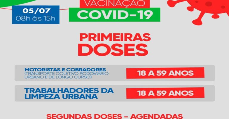 Covid-19 – Vacinação nesta segunda (5) será para grupos prioritários