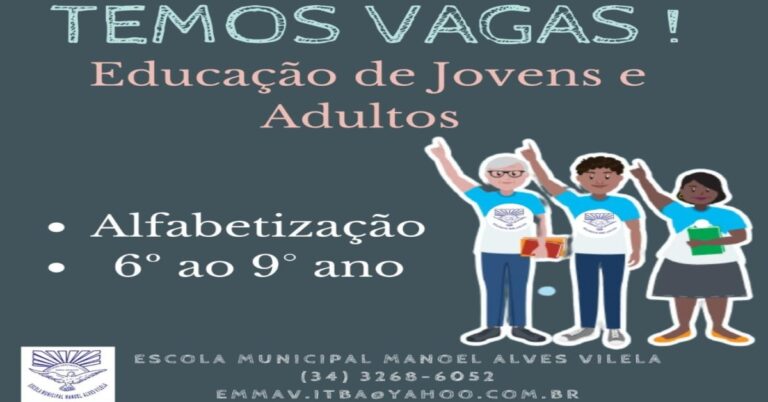 EMMAV abre vagas para Educação de Jovens e Adultos