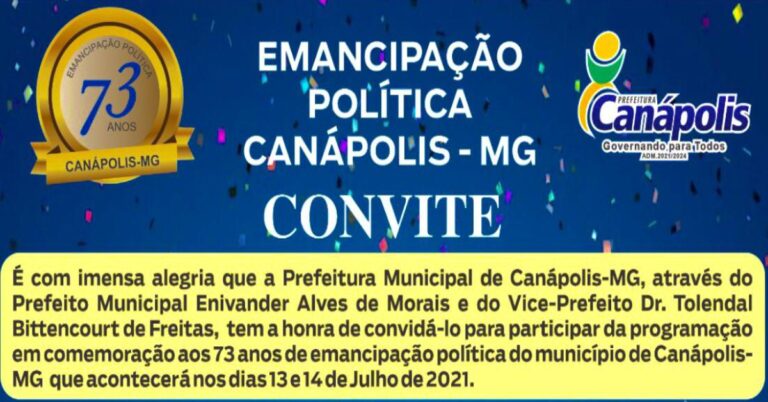 PROGRAMAÇÃO OFICIAL DO ANIVERSÁRIO DE CANÁPOLIS
