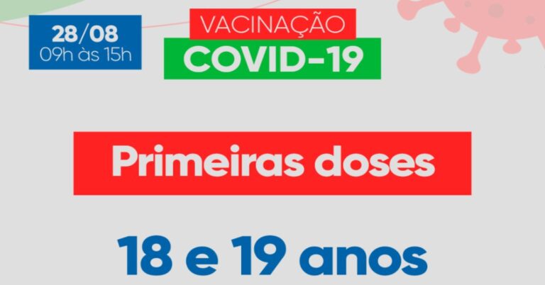Covid-19: vacinação neste sábado (28) será para pessoas de 18 e 19 anos