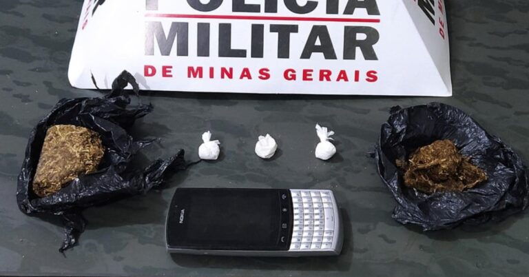 POLÍCIA MILITAR APREENDE MACONHA E COCAÍNA EM PRATA/MG