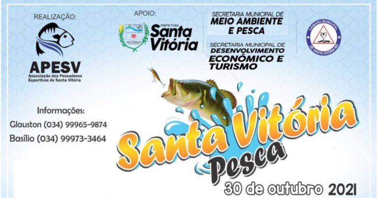 A Prefeitura apóia a realização do Santa Vitória Pesca online dia 30 de outubro