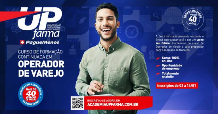 UP Farma abre inscrições para curso de operador de varejo voltado aos colaboradores da Pague Menos e público externo