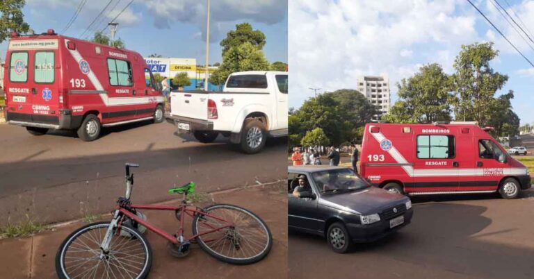 Bombeiros atendem vitima de acidente de trânsito em Ituiutaba