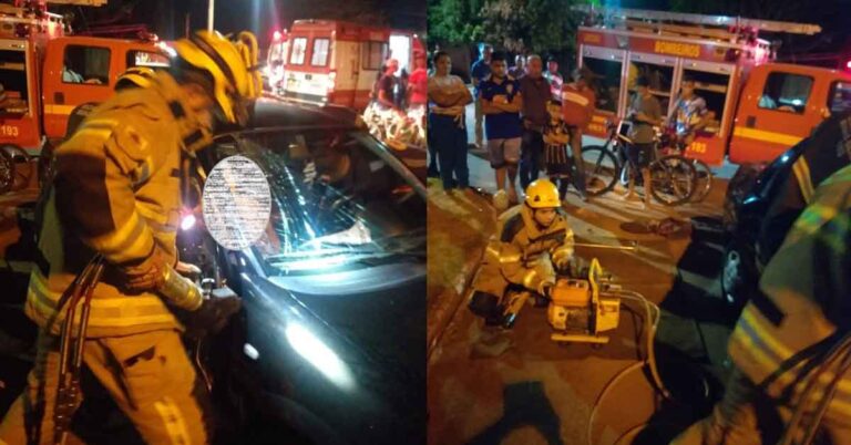 Bombeiros e Samu atendem vítimas de acidente de trânsito em Ituiutaba