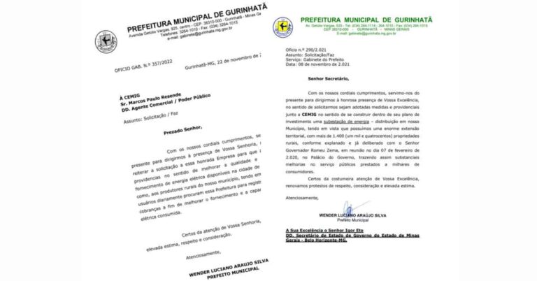 Prefeito cobra do Governo melhoria na distribuição de energia elétrica para Gurinhatã