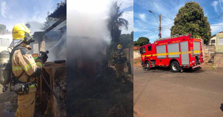 Bombeiros combatem incêndio em residência em Ituiutaba